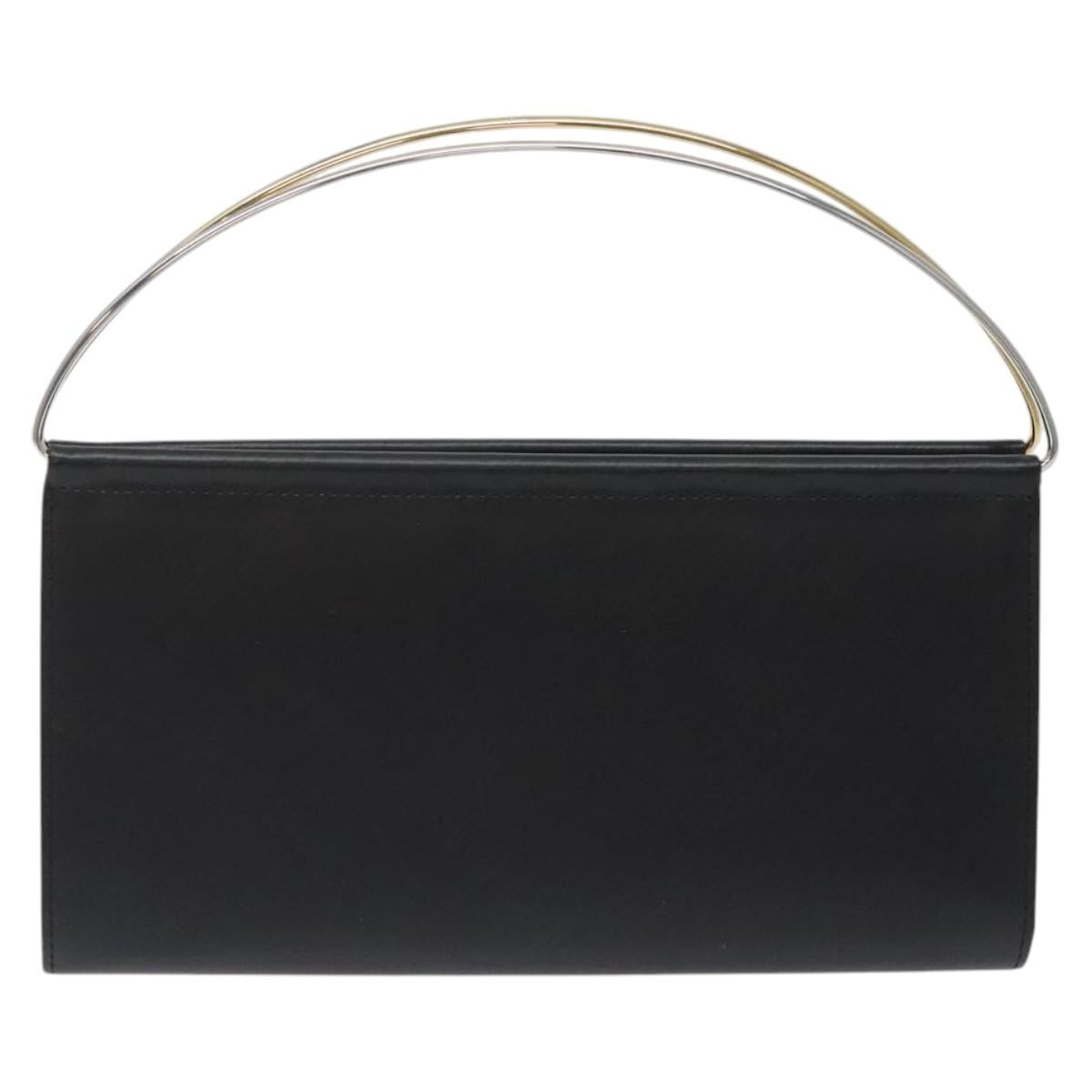 CARTIER Trinity Hand Bag Leather Black Auth 127687