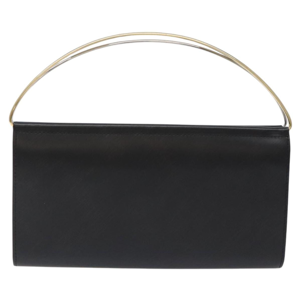 CARTIER Trinity Hand Bag Leather Black Auth 127687