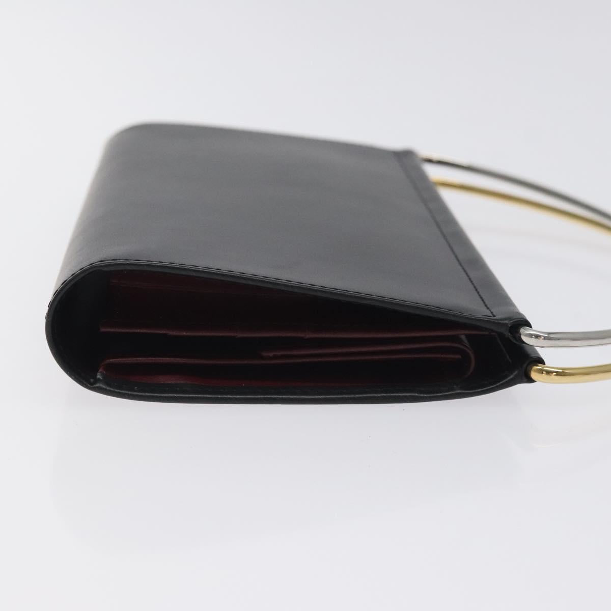 CARTIER Trinity Hand Bag Leather Black Auth 127687