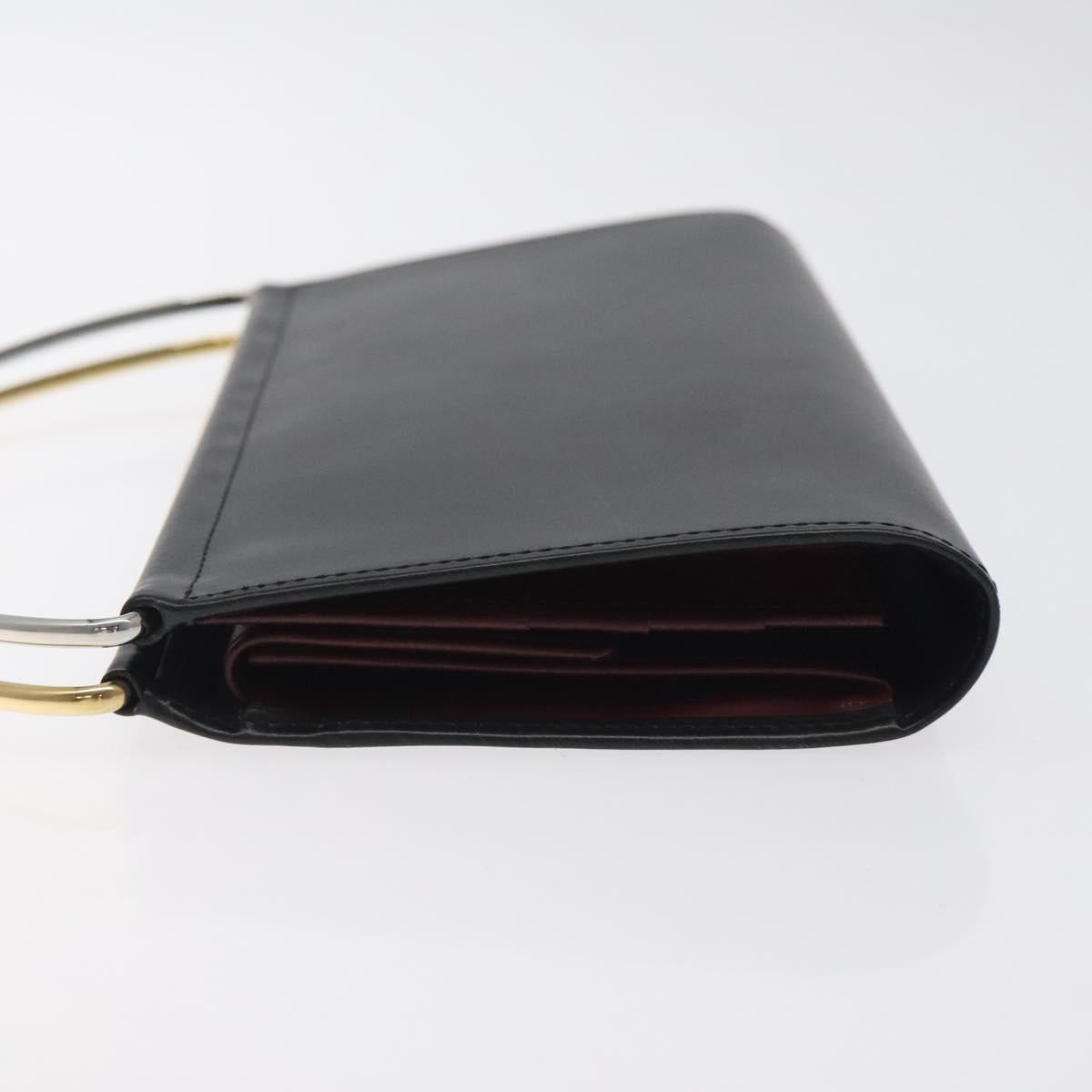 CARTIER Trinity Hand Bag Leather Black Auth 127687