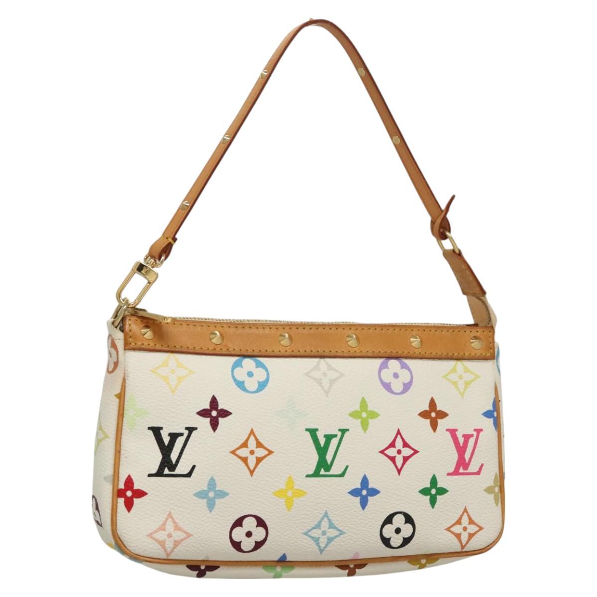 LOUIS VUITTON Multicolor Pochette Accessoires Pouch White M92649 Auth 127704V