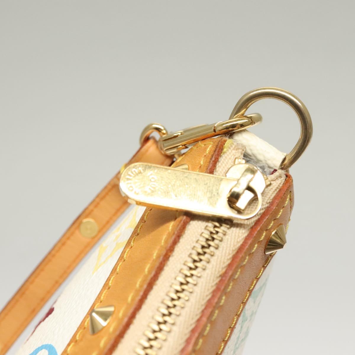 LOUIS VUITTON Multicolor Pochette Accessoires Pouch White M92649 Auth 127704V