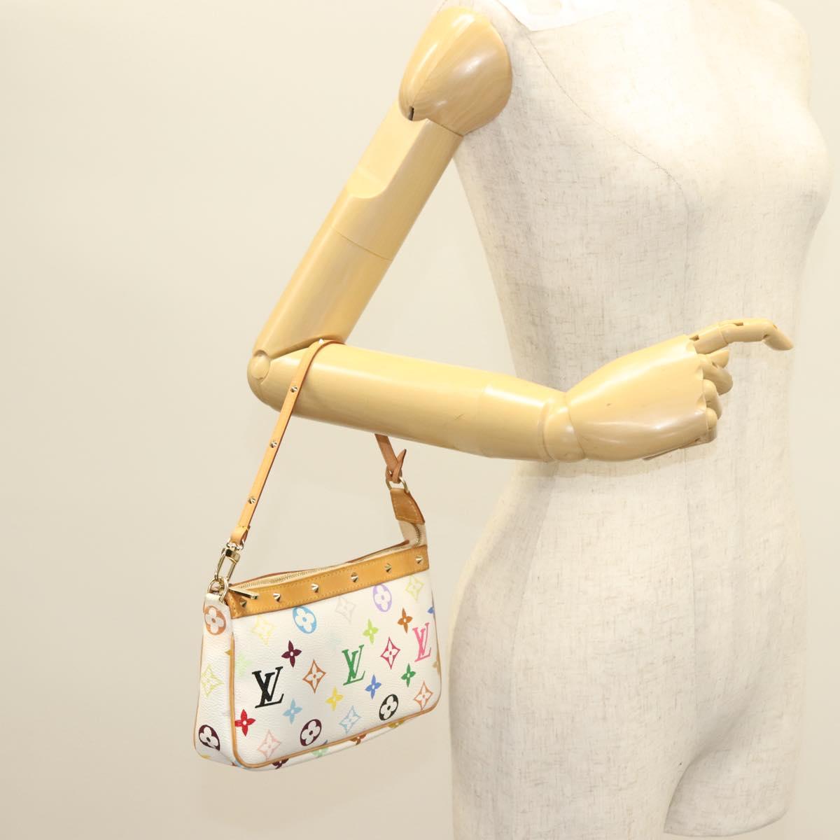 LOUIS VUITTON Multicolor Pochette Accessoires Pouch White M92649 Auth 127704V