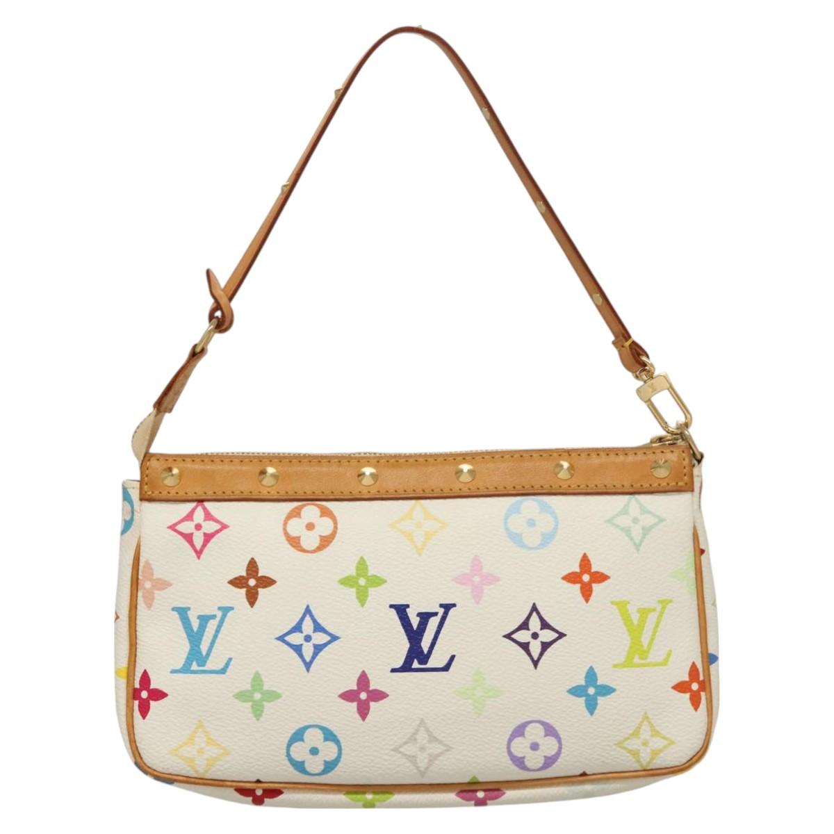LOUIS VUITTON Multicolor Pochette Accessoires Pouch White M92649 Auth 127704V