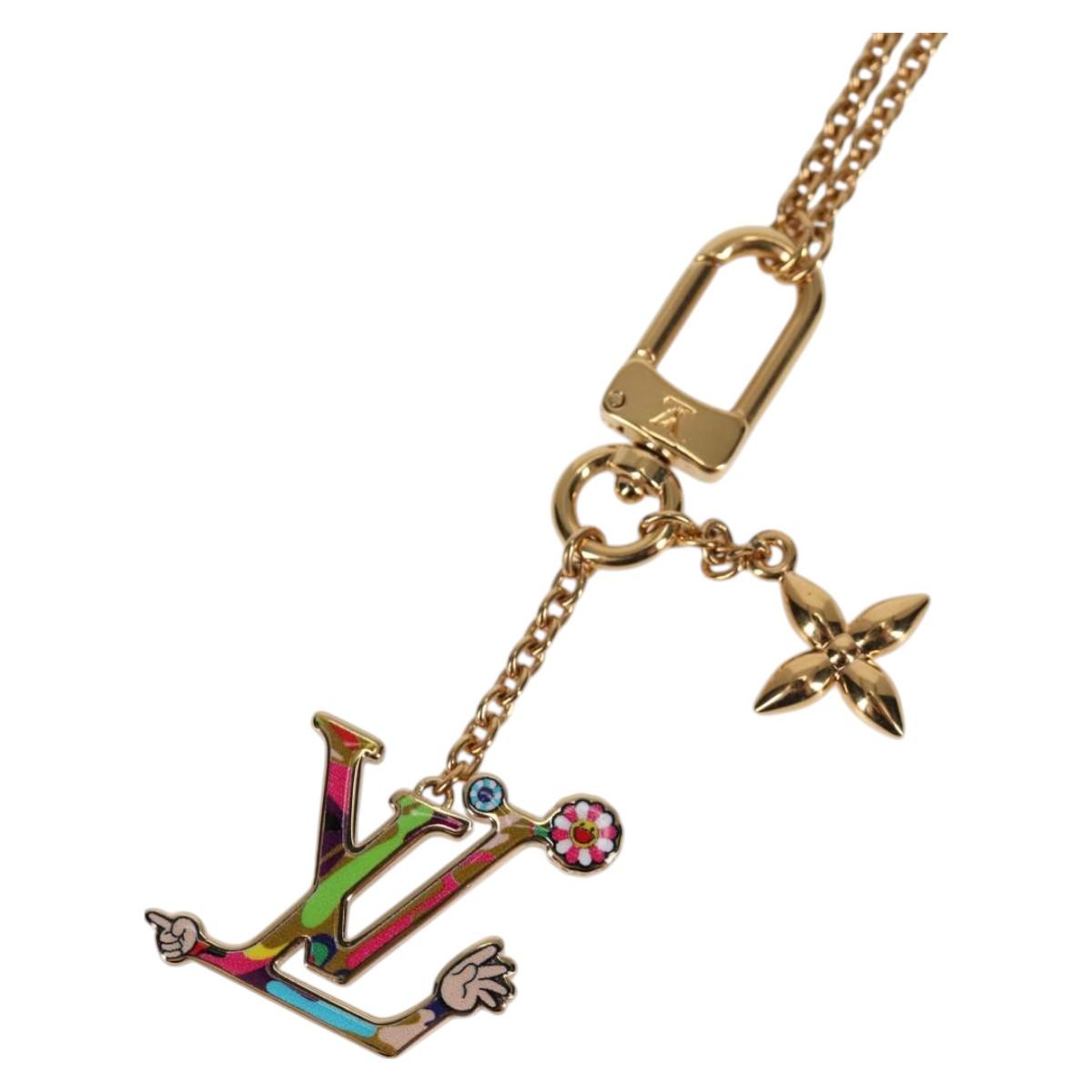 LOUIS VUITTON LVxTM 2 Necklace Super Flat metal Gold Tone M02499 LV Auth 127723SM