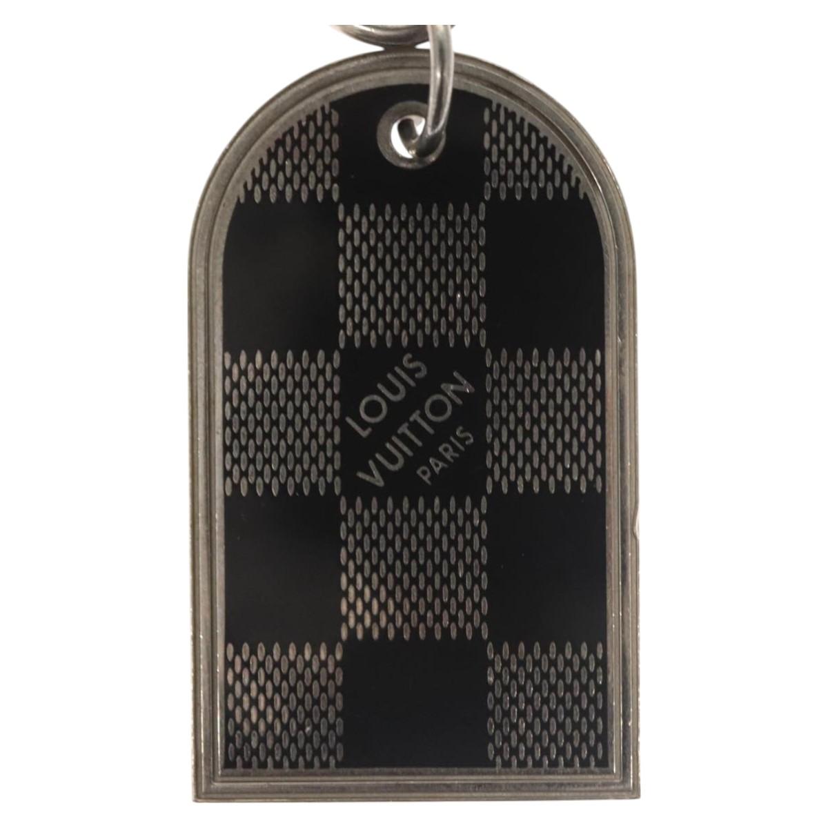 LOUIS VUITTON Damier Porte Cles Porto Address Key Ring metal M65770 Auth 127729