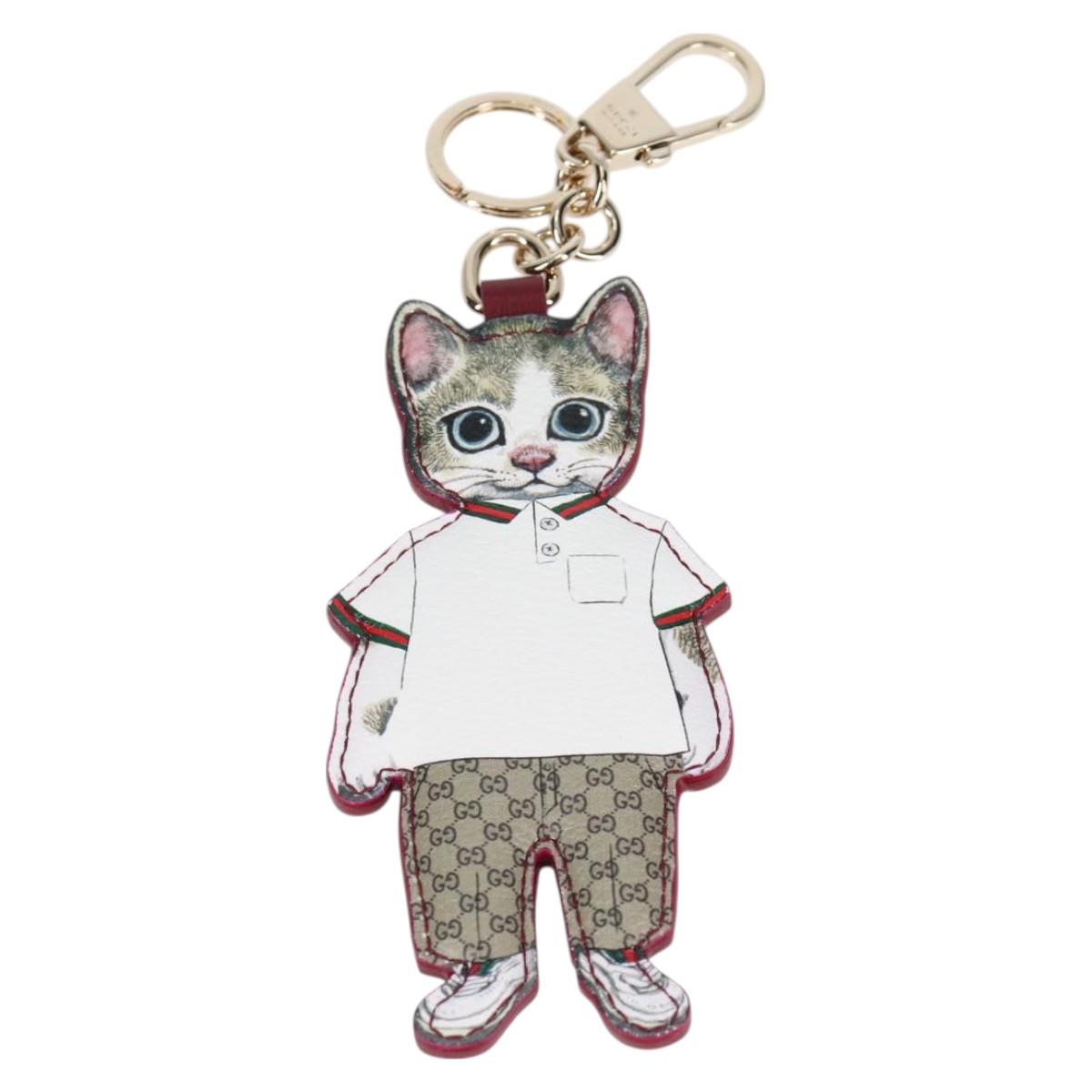 GUCCI GG Supreme Yuko Higuchi Key Holder PVC Beige Auth 127738M