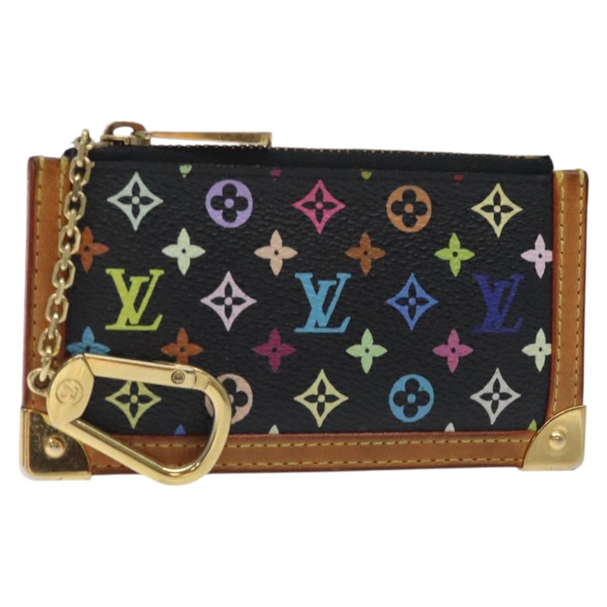 LOUIS VUITTON Multicolor Pochette Cles Coin Purse Black M13664 LV Auth 127749
