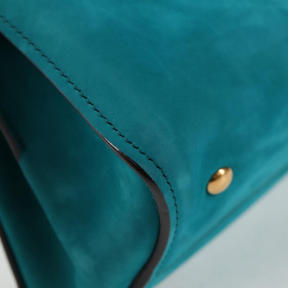 Salvatore Ferragamo Gancini Margot Bag Suede 2way Turquoise Blue Auth 127782M