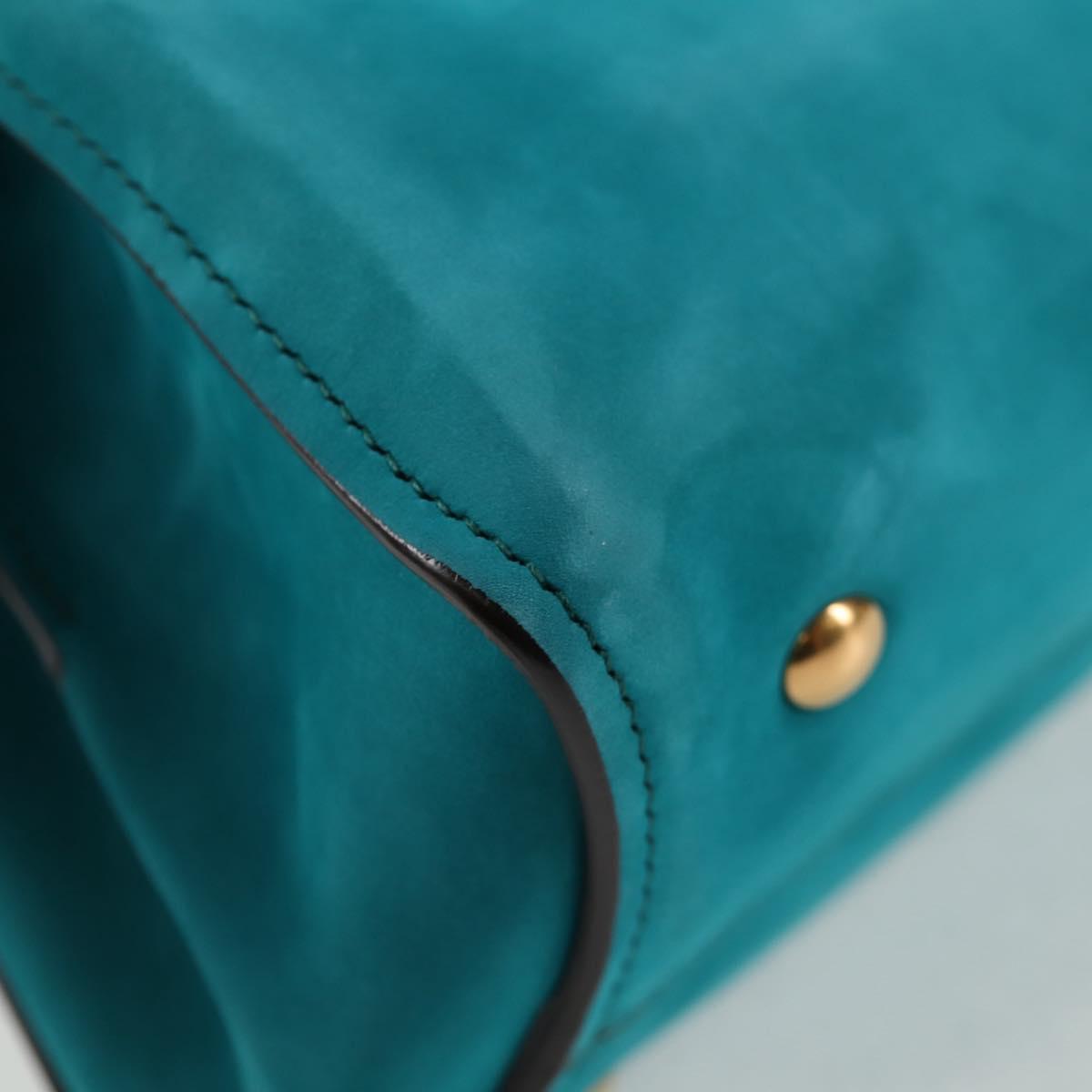 Salvatore Ferragamo Gancini Margot Bag Suede 2way Turquoise Blue Auth 127782M