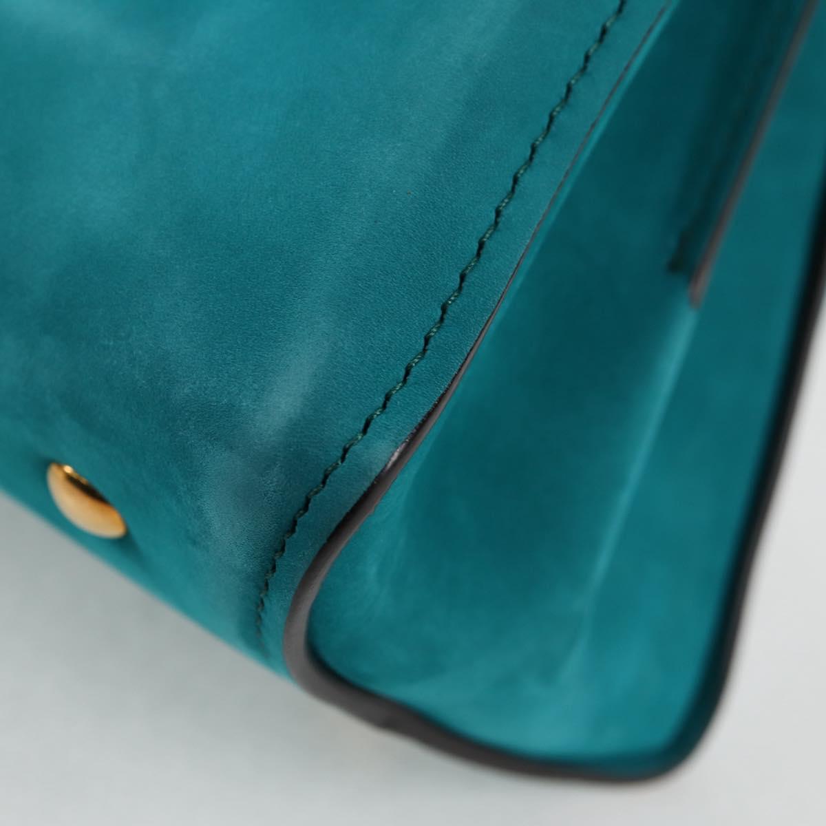 Salvatore Ferragamo Gancini Margot Bag Suede 2way Turquoise Blue Auth 127782M