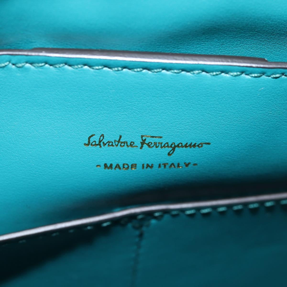 Salvatore Ferragamo Gancini Margot Bag Suede 2way Turquoise Blue Auth 127782M