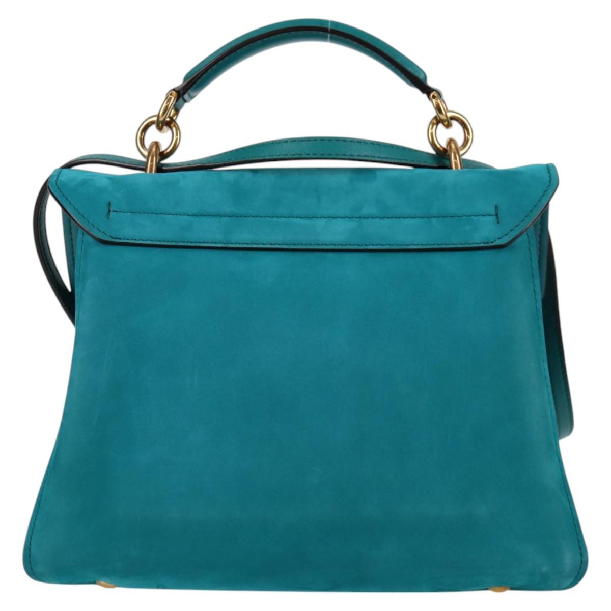 Salvatore Ferragamo Gancini Margot Bag Suede 2way Turquoise Blue Auth 127782M
