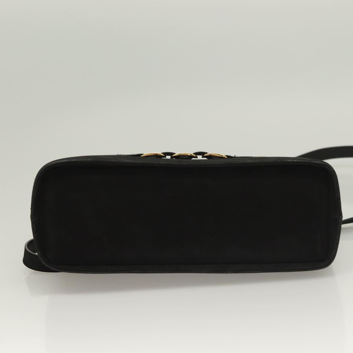 Salvatore Ferragamo Gancini Shoulder Bag Suede Black Gold Auth 127796