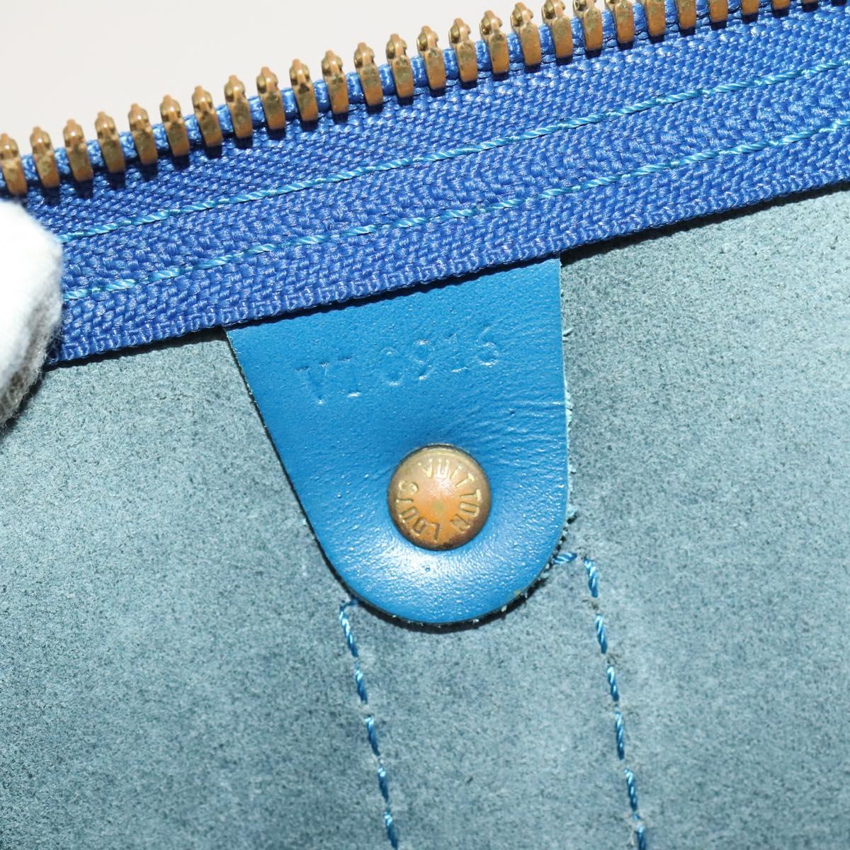 LOUIS VUITTON Epi Keepall 50 Boston Bag Blue M42965 LV Auth 127810