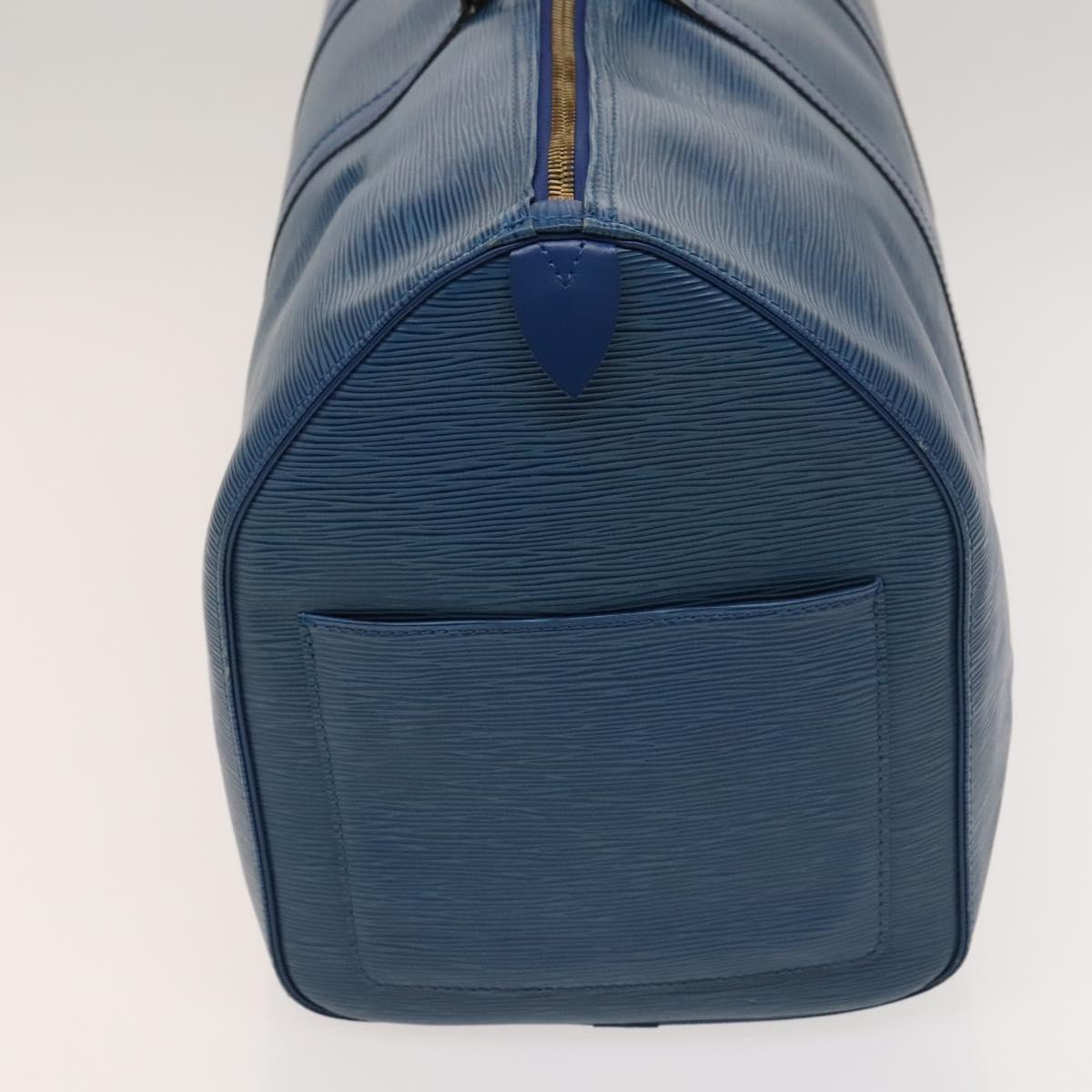 LOUIS VUITTON Epi Keepall 50 Boston Bag Blue M42965 LV Auth 127810