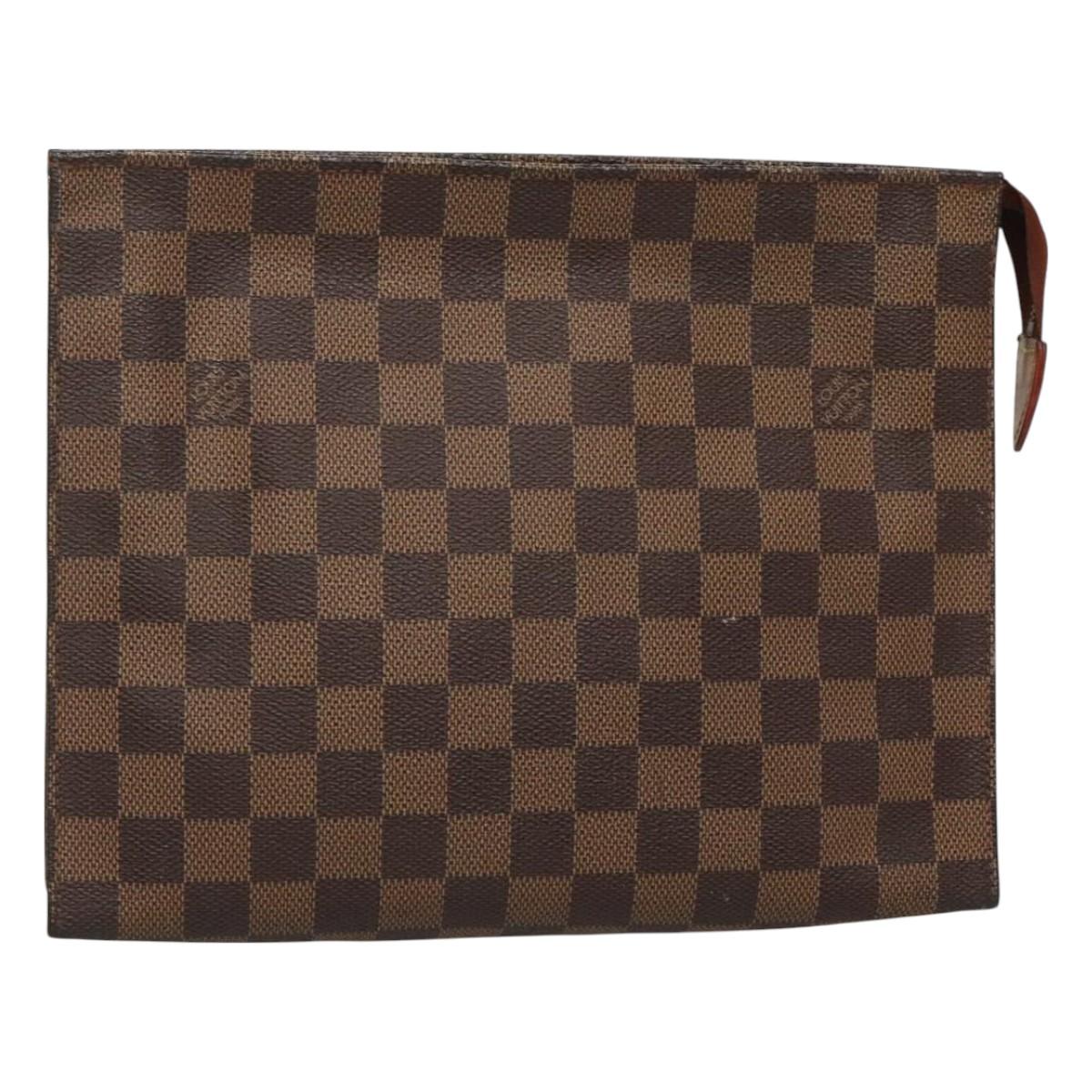 LOUIS VUITTON Damier Ebene Poche Toilette 26 Pouch N47543 LV Auth 127811