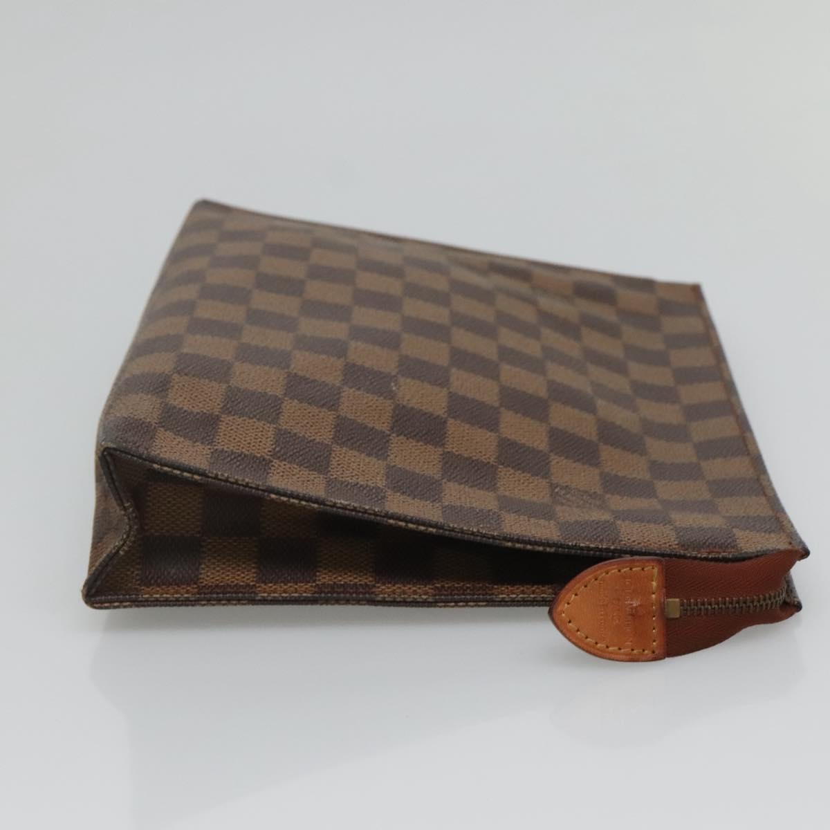 LOUIS VUITTON Damier Ebene Poche Toilette 26 Pouch N47543 LV Auth 127811