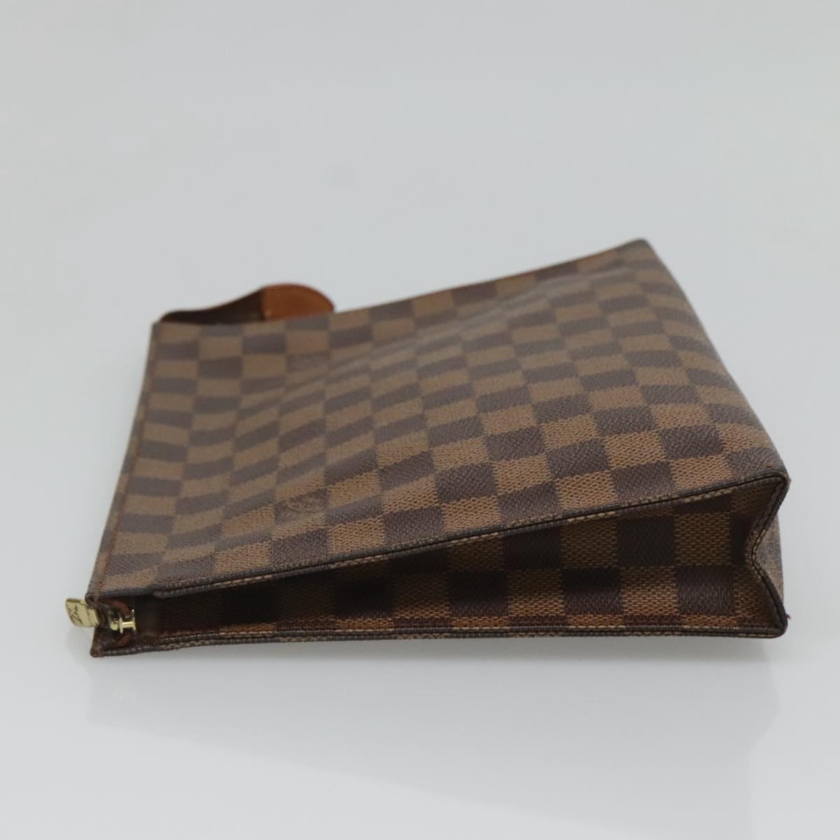 LOUIS VUITTON Damier Ebene Poche Toilette 26 Pouch N47543 LV Auth 127811