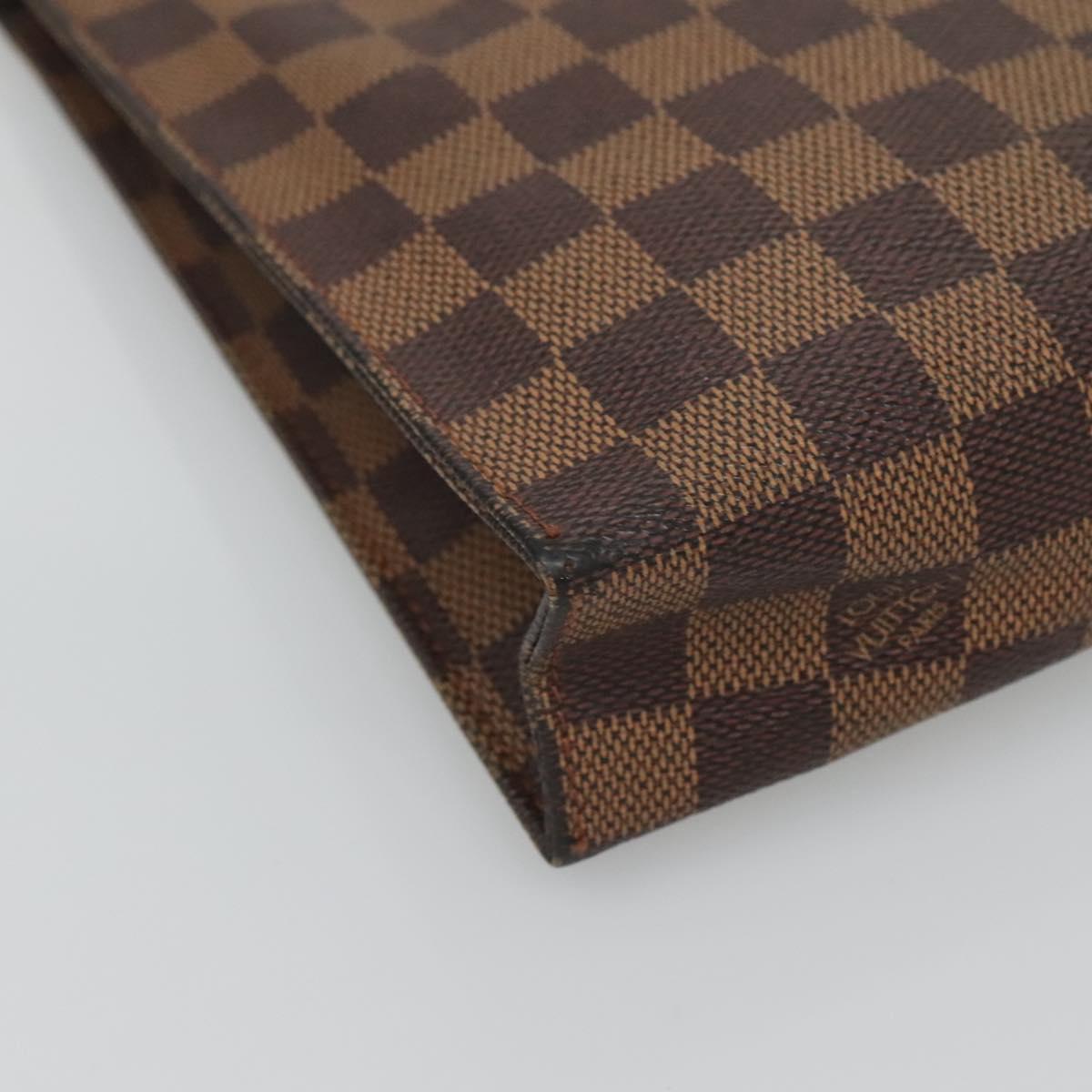 LOUIS VUITTON Damier Ebene Poche Toilette 26 Pouch N47543 LV Auth 127811
