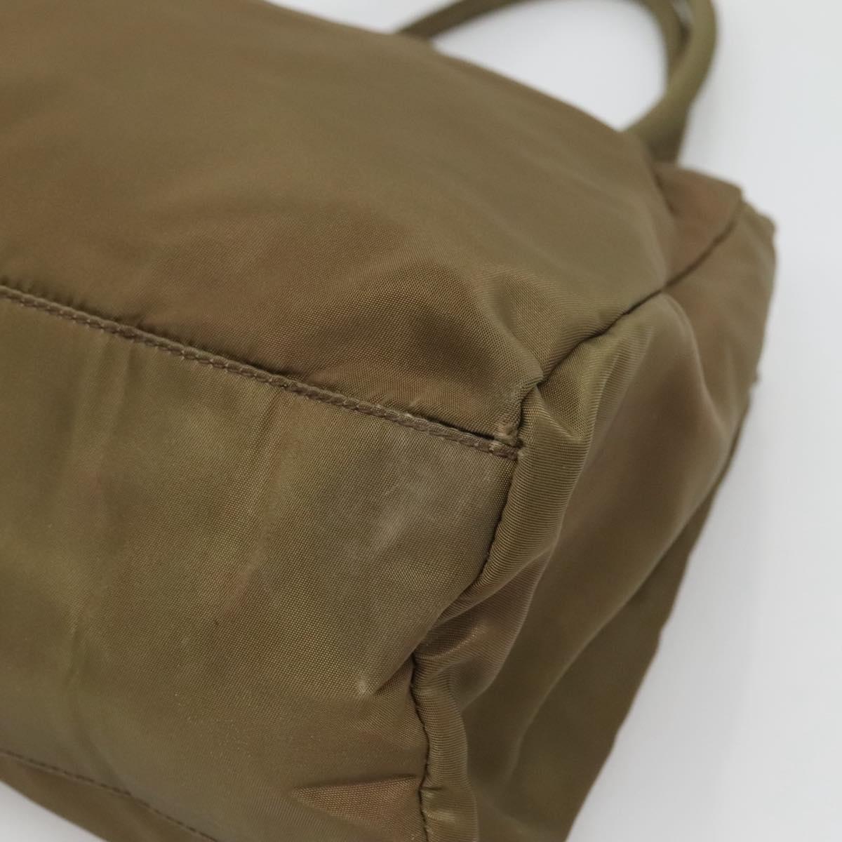 PRADA Hand Bag Nylon Khaki Auth 127819