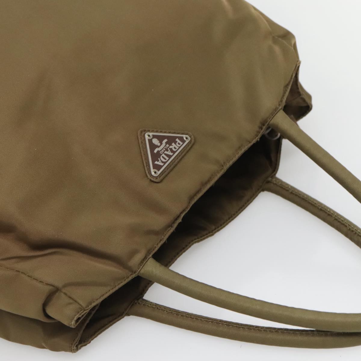 PRADA Hand Bag Nylon Khaki Auth 127819