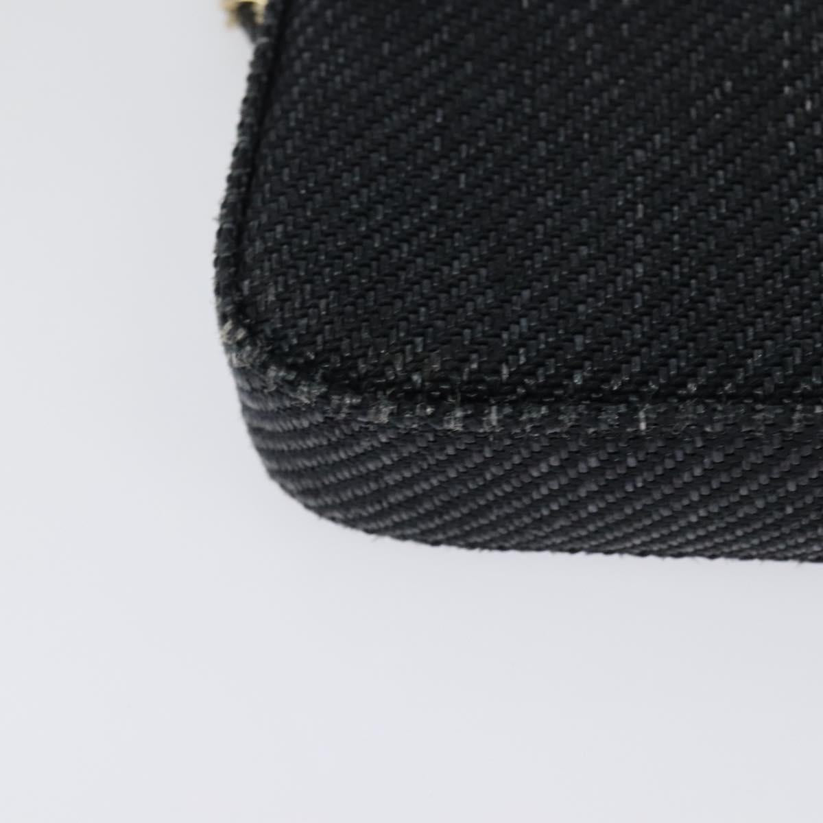 CHANEL Deauville line COCO Mark Chain Wallet Raffia Navy Gold CC Auth 127827M