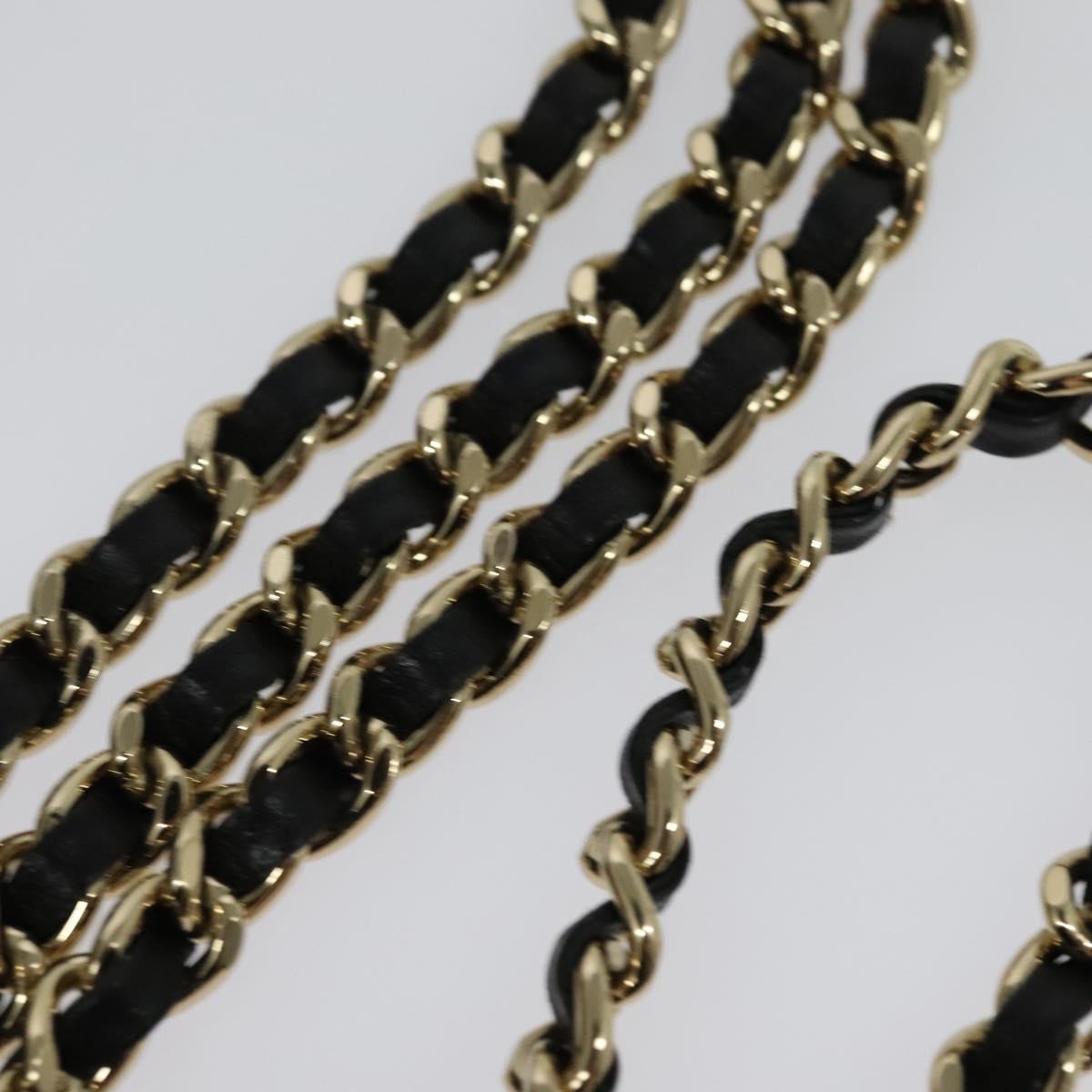 CHANEL Deauville line COCO Mark Chain Wallet Raffia Navy Gold CC Auth 127827M