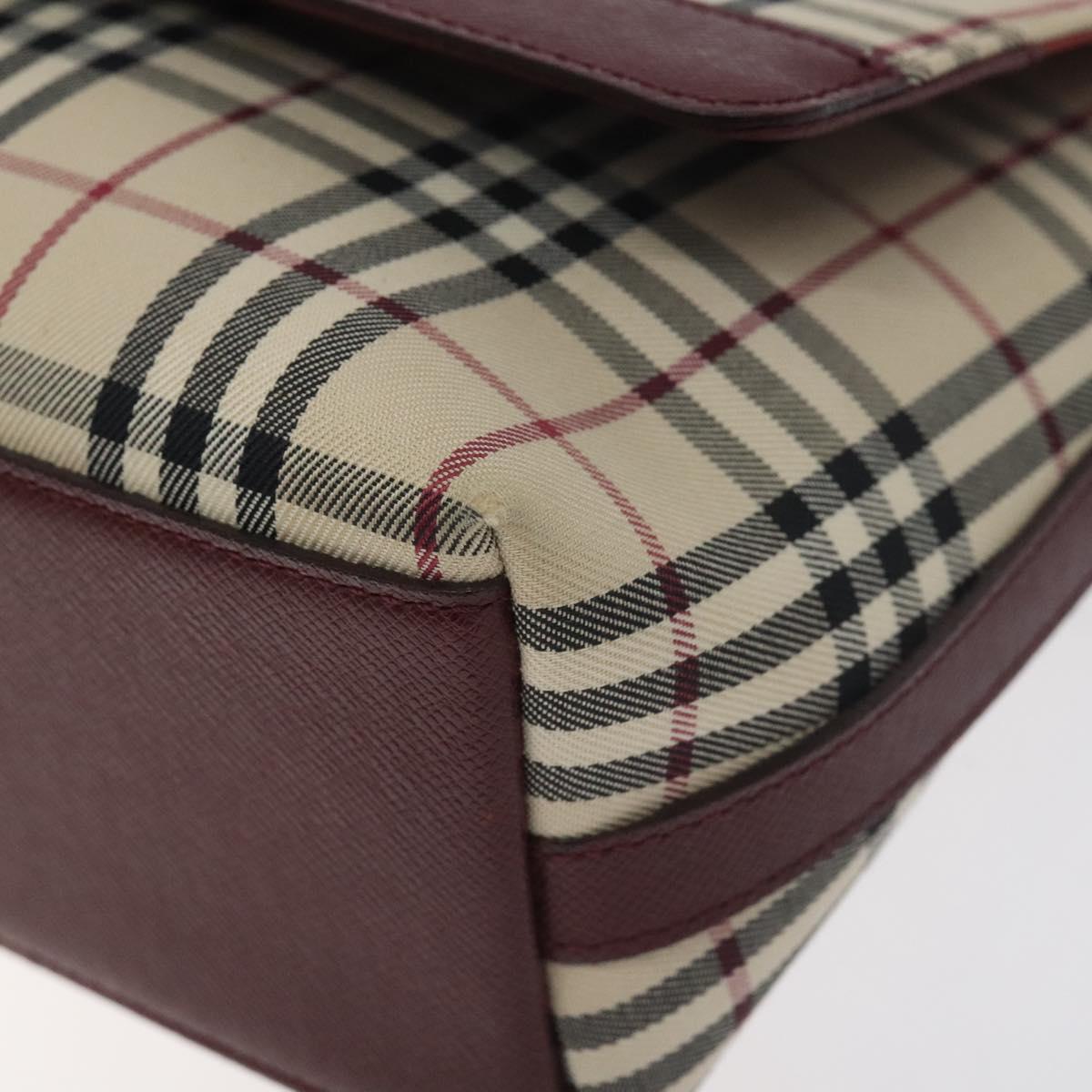 BURBERRY Nova Check Shoulder Bag Canvas Leather Beige Gold Auth 127835