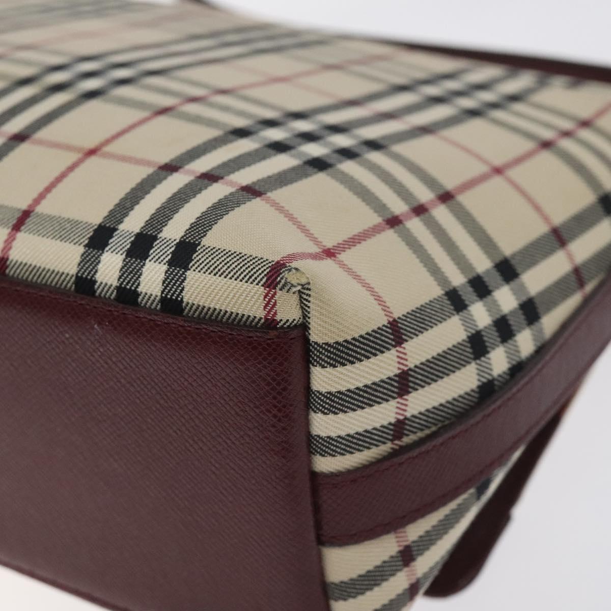 BURBERRY Nova Check Shoulder Bag Canvas Leather Beige Gold Auth 127835