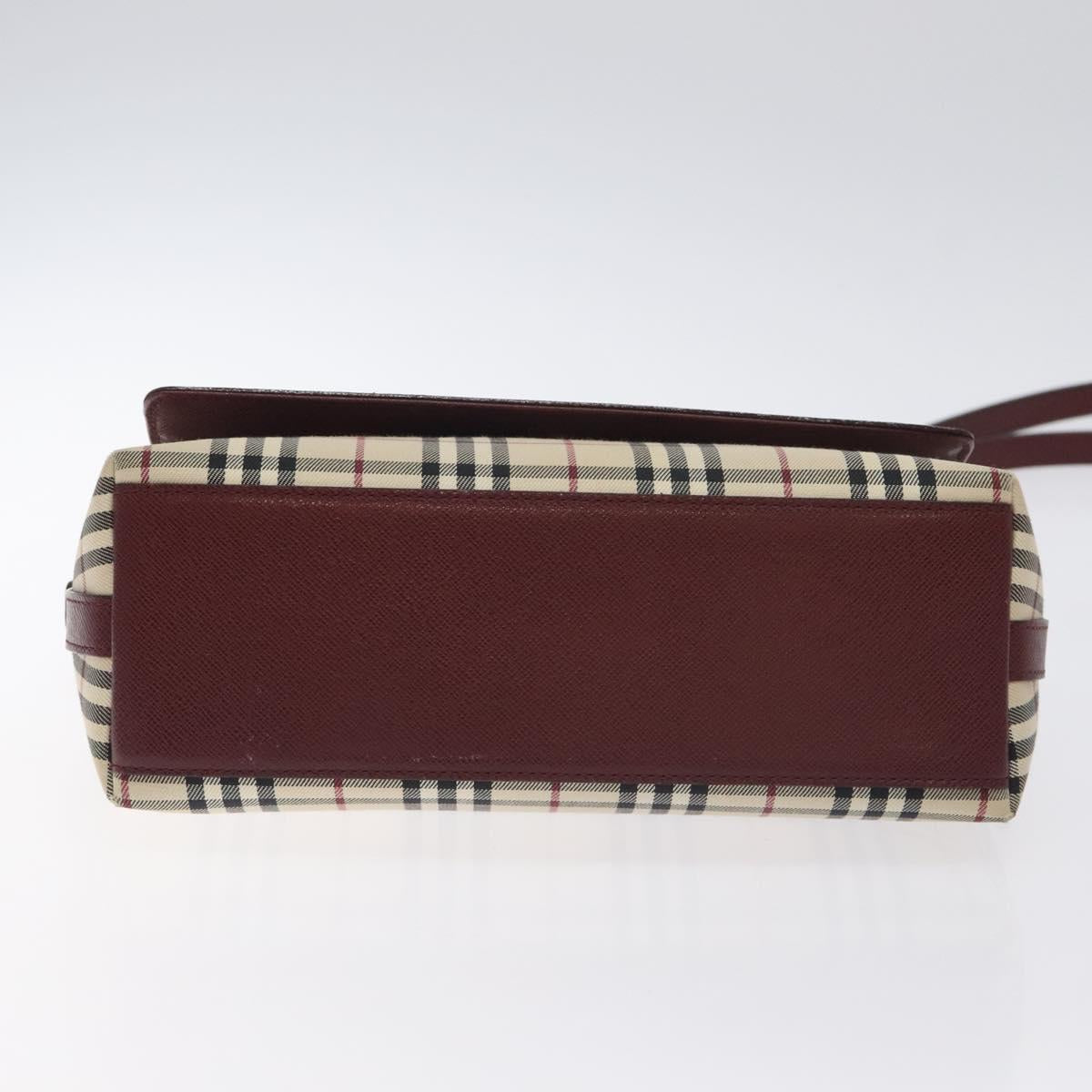 BURBERRY Nova Check Shoulder Bag Canvas Leather Beige Gold Auth 127835