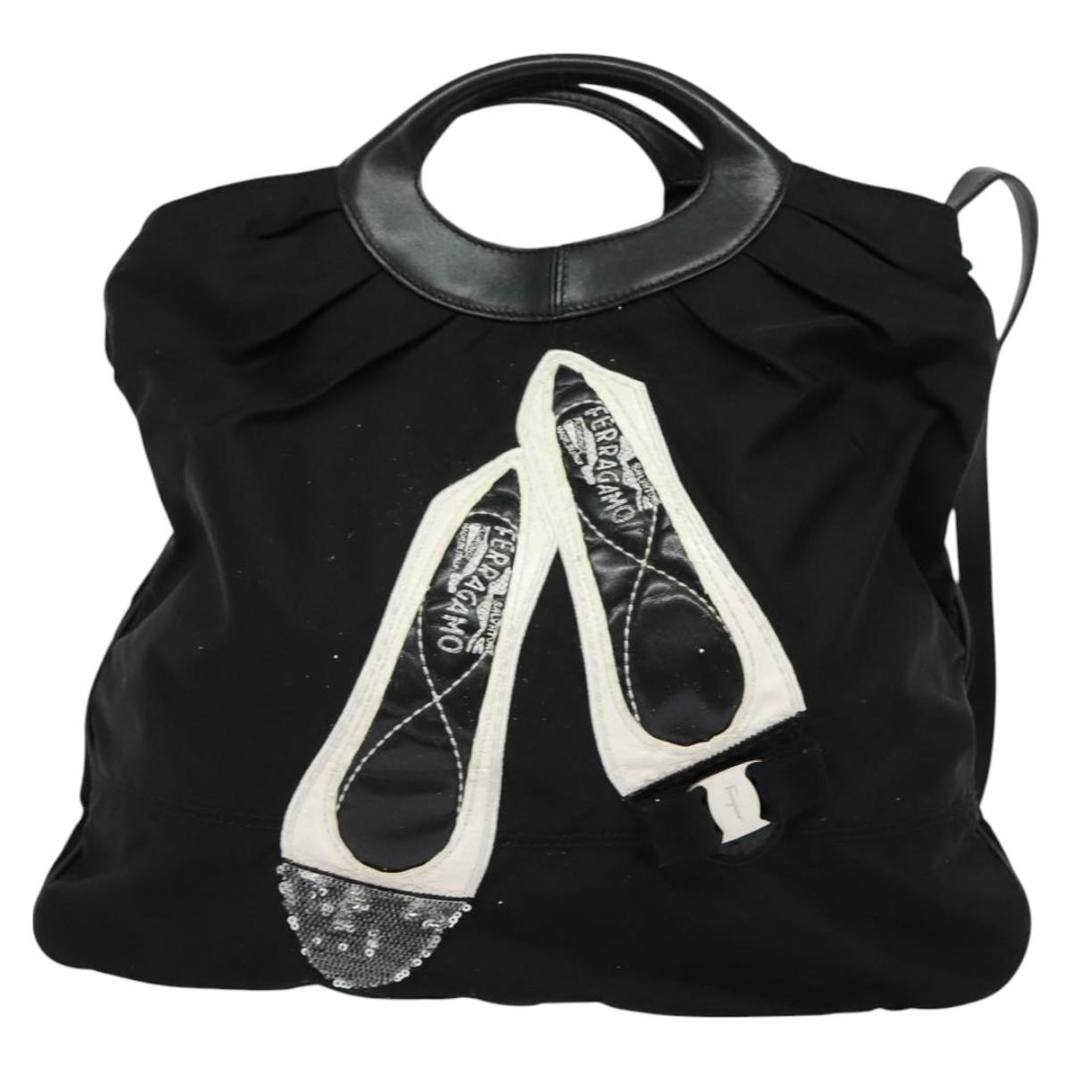Salvatore Ferragamo Shoulder Bag Nylon 2way Black Auth 127844