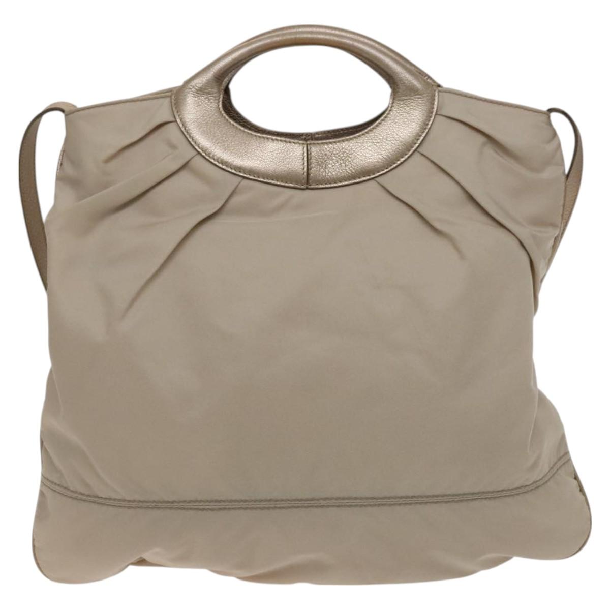Salvatore Ferragamo Shoulder Bag Nylon 2way Beige Auth 127845