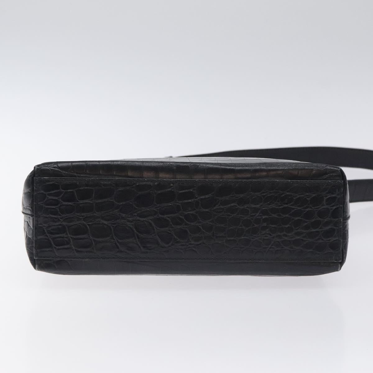 Salvatore Ferragamo Shoulder Bag Leather Black Gold Auth 127848