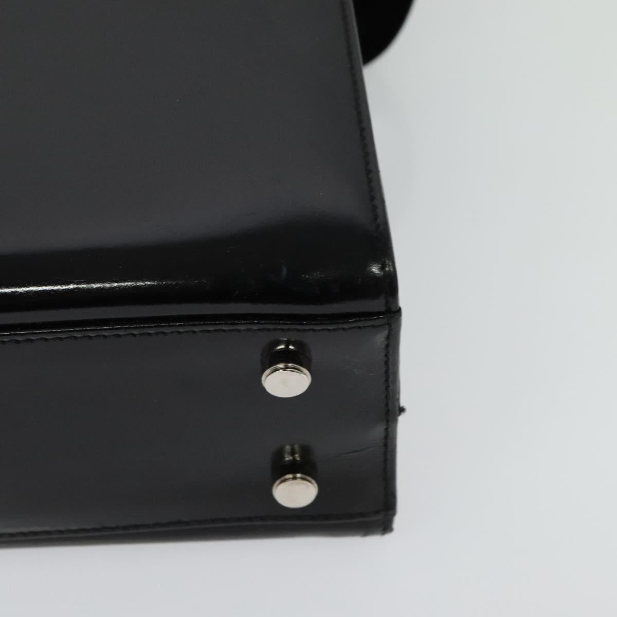 Salvatore Ferragamo Hand Bag Patent leather 2way Black Silver Auth 127849