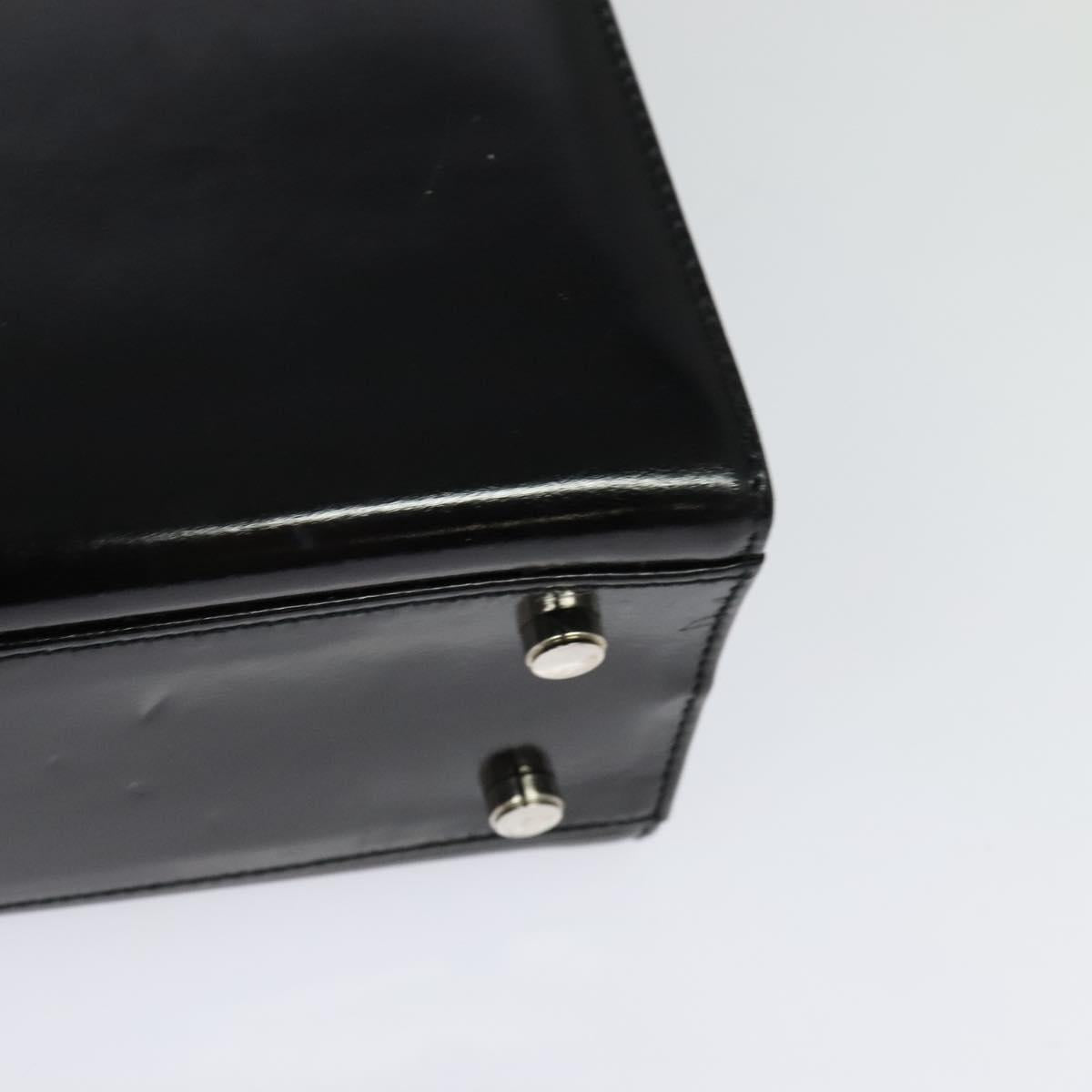 Salvatore Ferragamo Hand Bag Patent leather 2way Black Silver Auth 127849