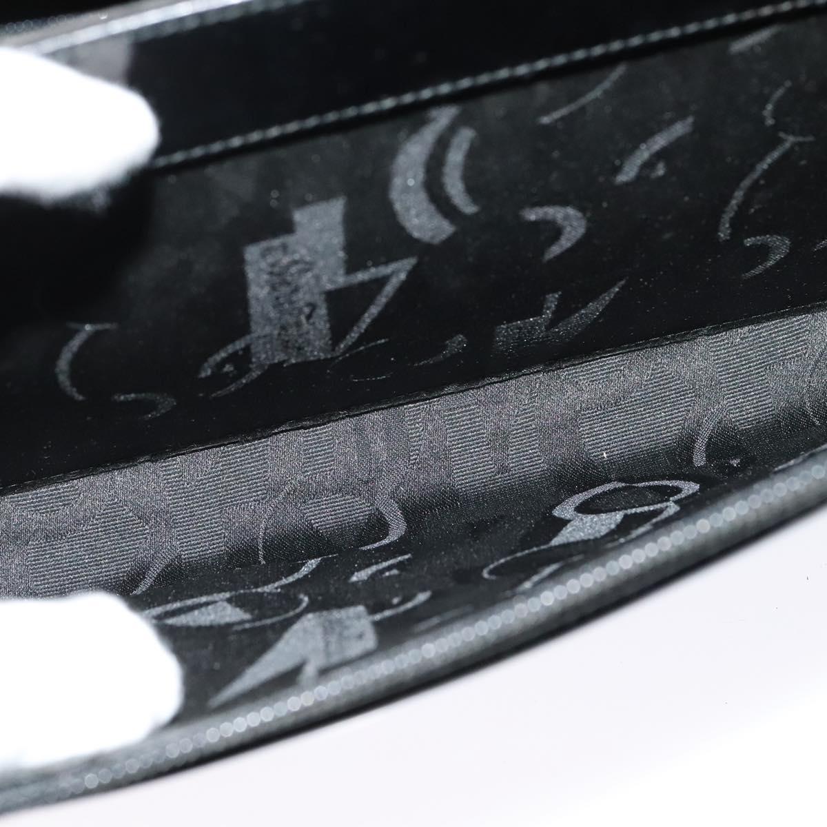 Salvatore Ferragamo Hand Bag Patent leather 2way Black Silver Auth 127849