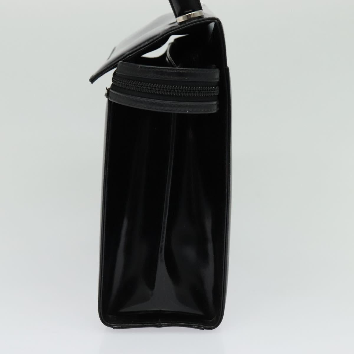 Salvatore Ferragamo Hand Bag Patent leather 2way Black Silver Auth 127849