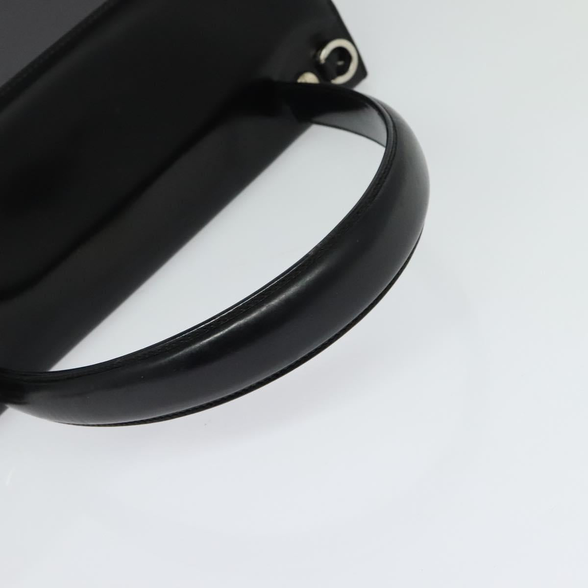 Salvatore Ferragamo Hand Bag Patent leather 2way Black Silver Auth 127849