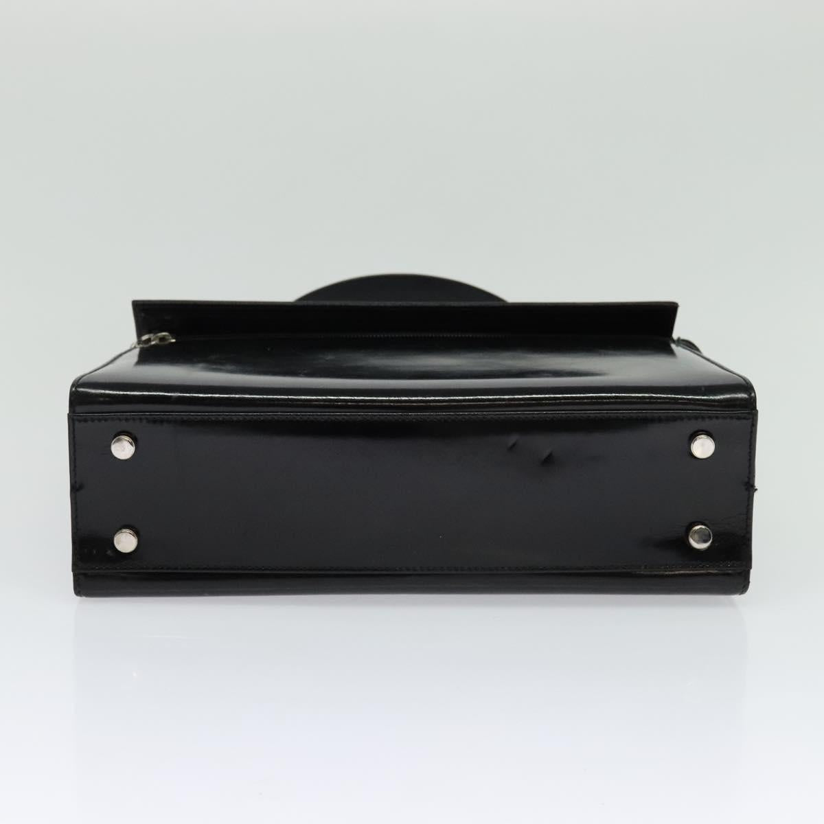 Salvatore Ferragamo Hand Bag Patent leather 2way Black Silver Auth 127849