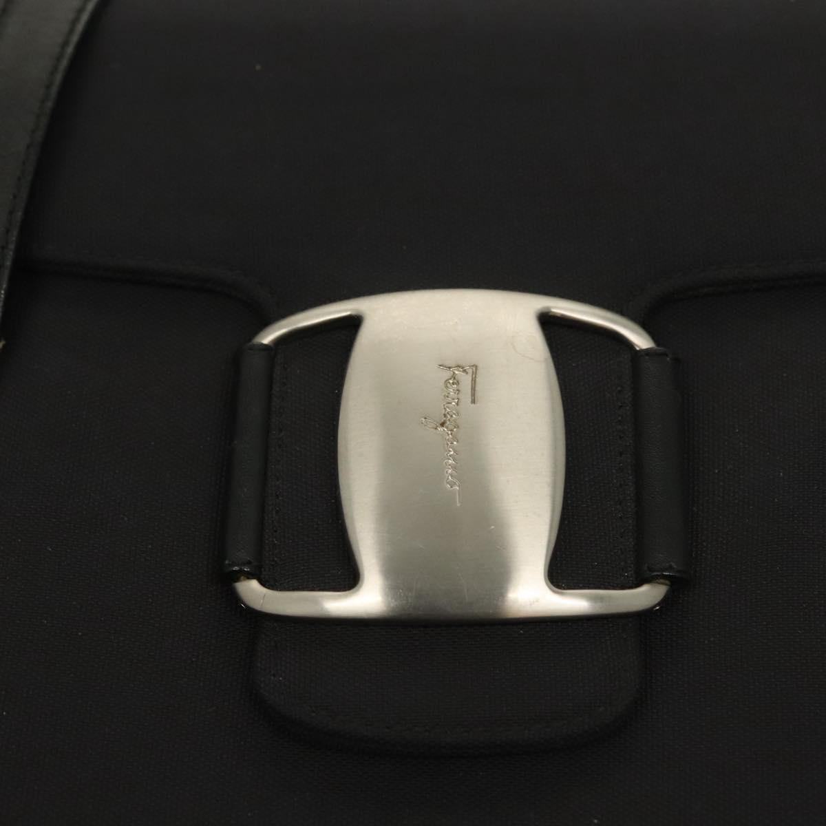 Salvatore Ferragamo Shoulder Bag Canvas Black Auth 127852