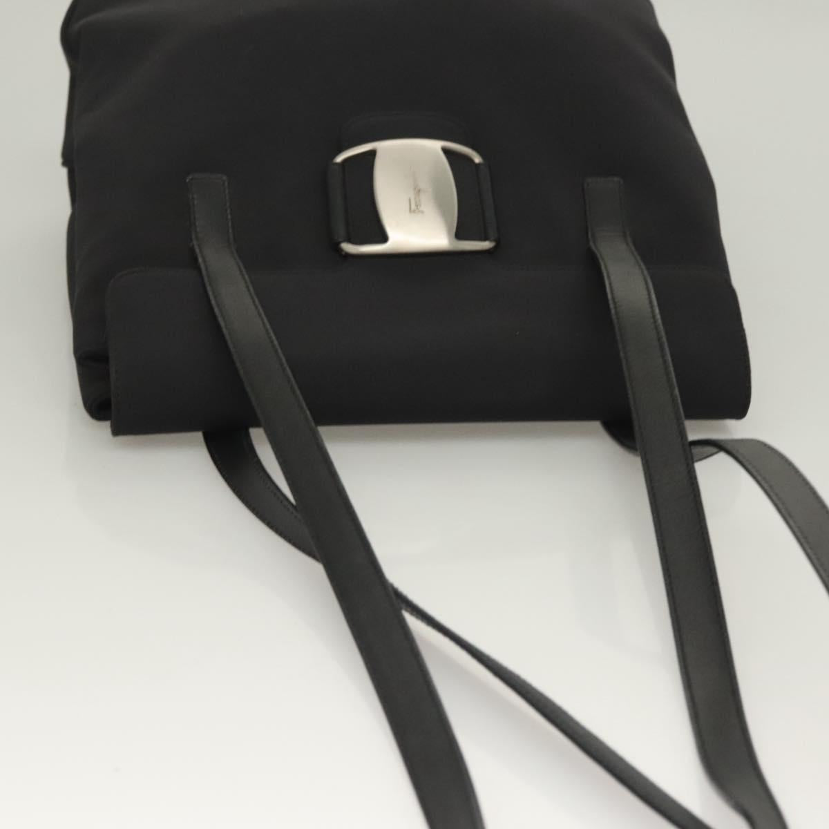 Salvatore Ferragamo Shoulder Bag Canvas Black Auth 127852