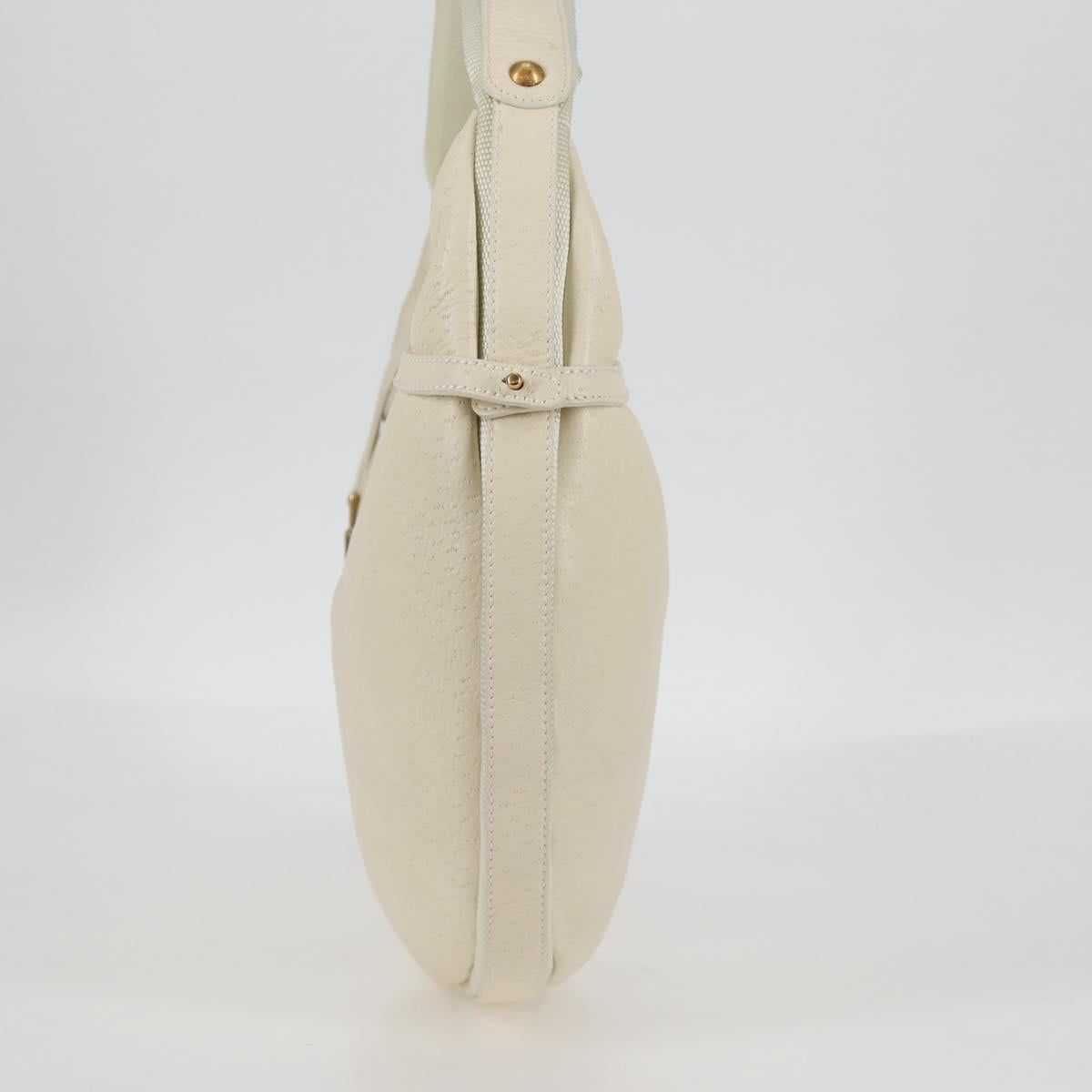Salvatore Ferragamo Gancini Hand Bag Leather Ivory Gold Auth 127853