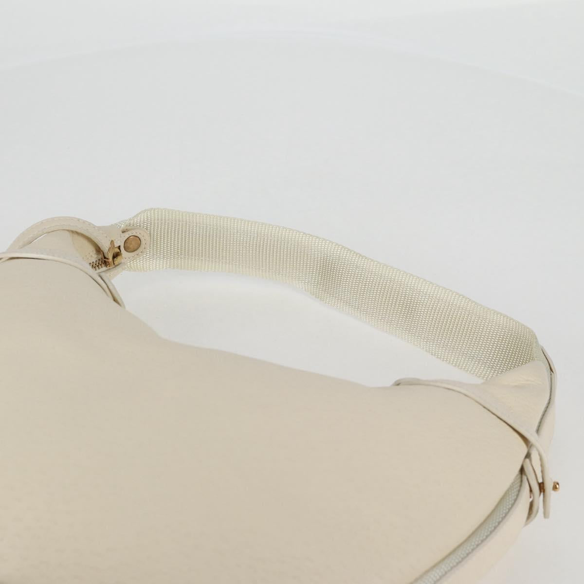 Salvatore Ferragamo Gancini Hand Bag Leather Ivory Gold Auth 127853