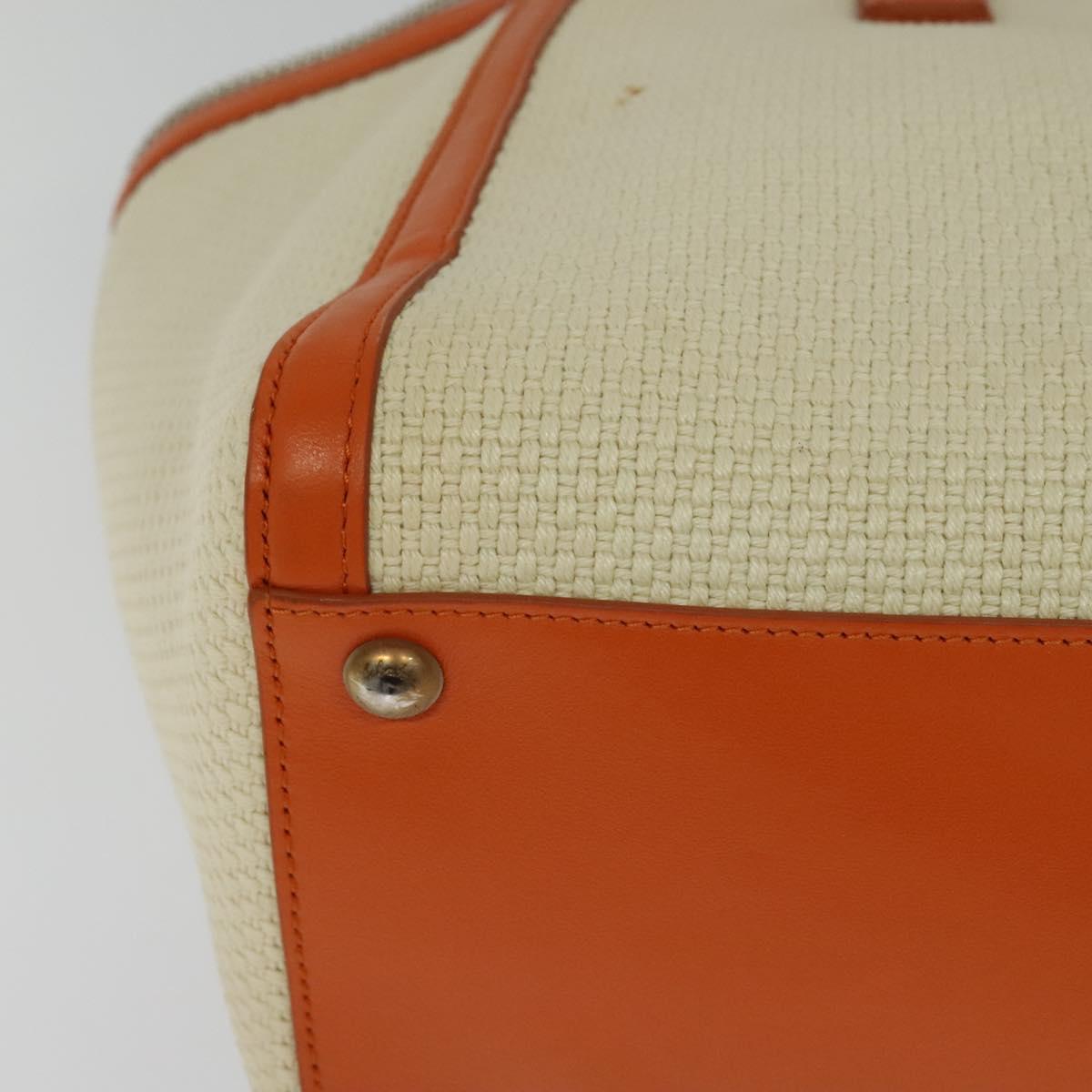 Salvatore Ferragamo Gancini Tote Bag Canvas Beige Silver Auth 127854