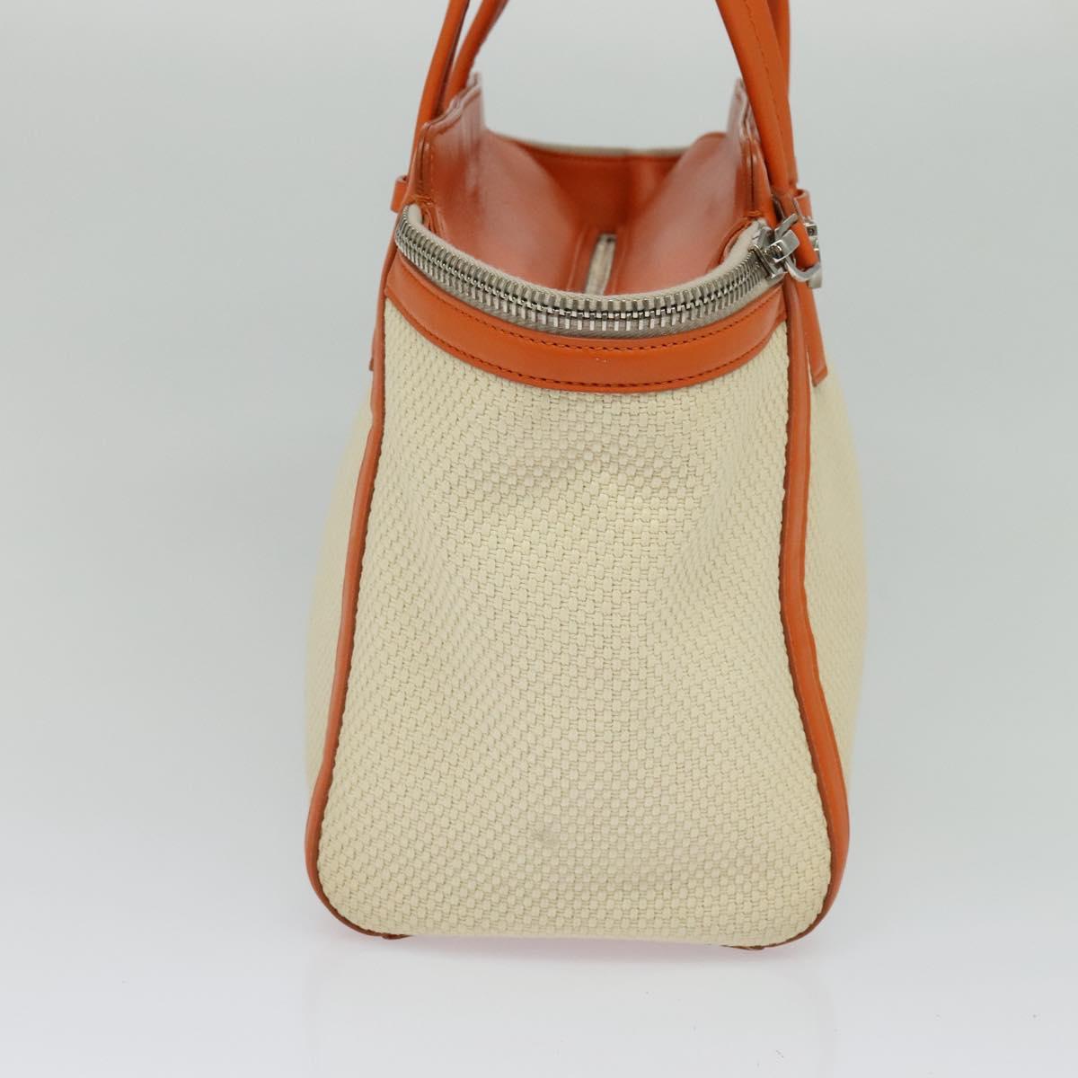 Salvatore Ferragamo Gancini Tote Bag Canvas Beige Silver Auth 127854