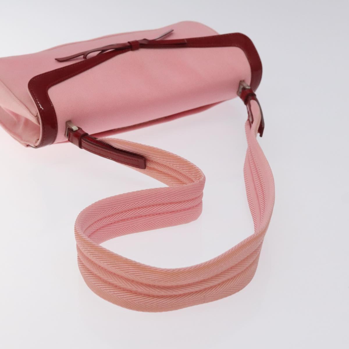 PRADA Shoulder Bag Canvas Pink Silver Auth 127866
