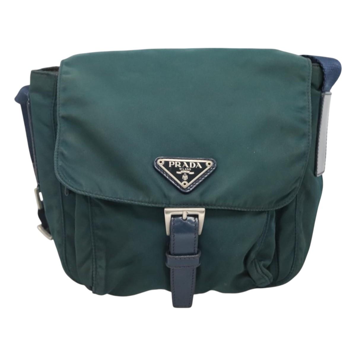 PRADA Shoulder Bag Nylon Green Auth 127874