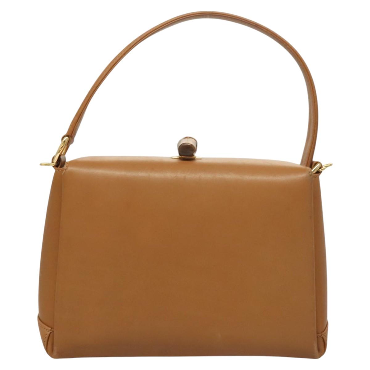 GUCCI Bamboo Hand Bag Leather Brown Gold 000 26 0175 Auth 127876