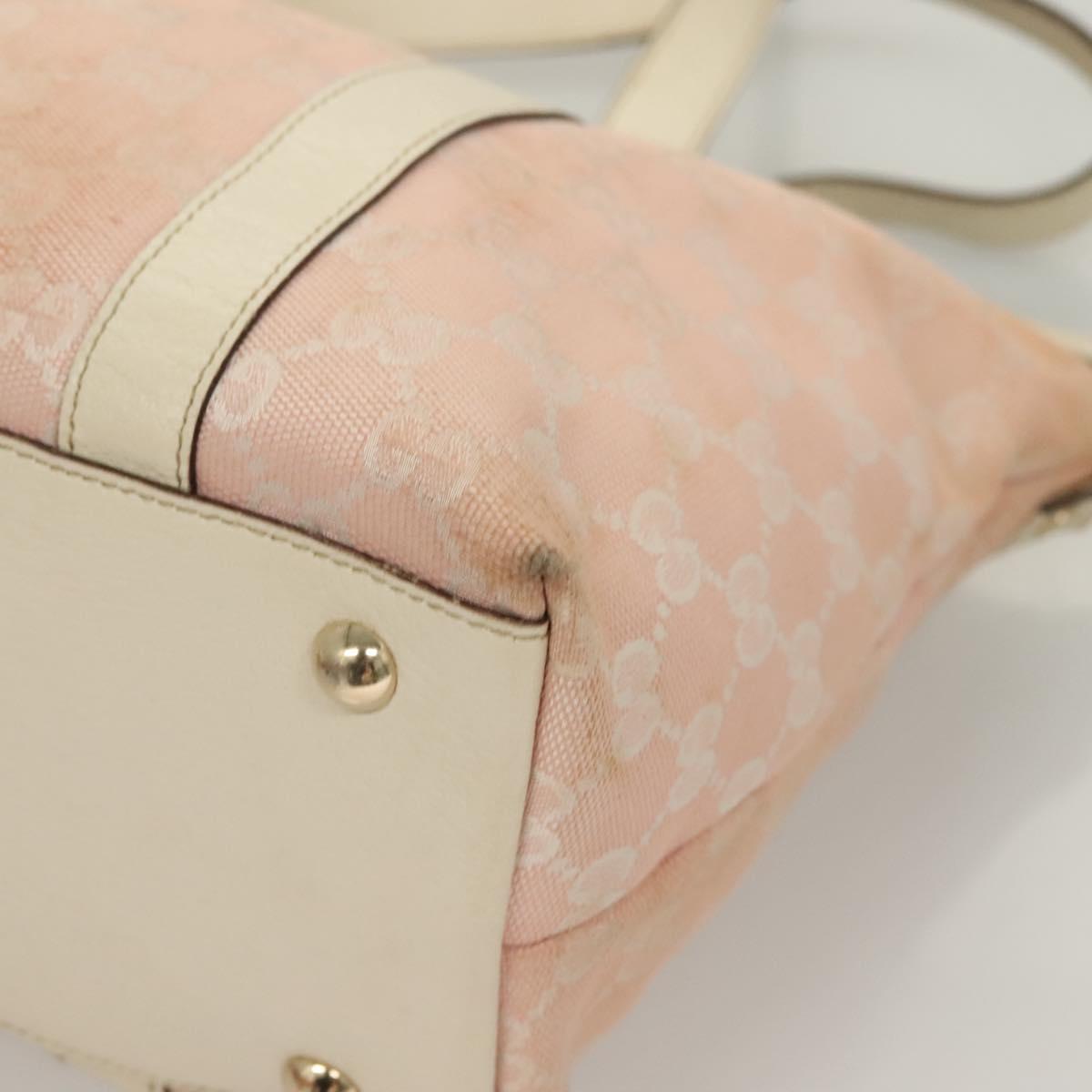 GUCCI GG Canvas Hand Bag Gold Pink 141470 Auth 127877